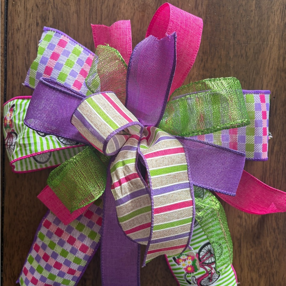 Decorative Multicolor Bow Accent - Purple & Pink